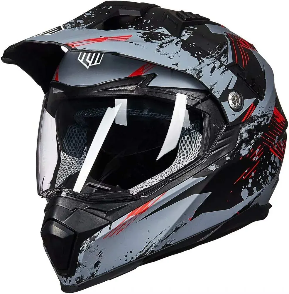 Casco adventure ILM 606V gráfico rojo y gris